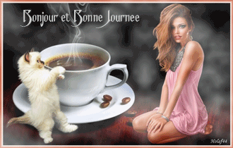 Gif animé bonjour café femme sexy